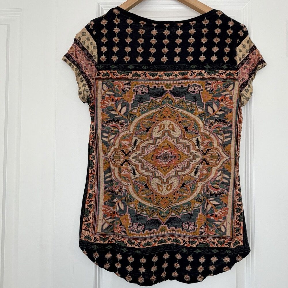 Lucky Brand Women's Small Multicolor Boho Paisley Lightweight‎ Round-Neck Blouse - Picture 6 of 7